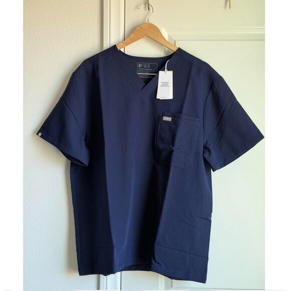 Figs Leon Three-Pocket Scrub Top in Black, Size X-Large - Picture 6 of 9